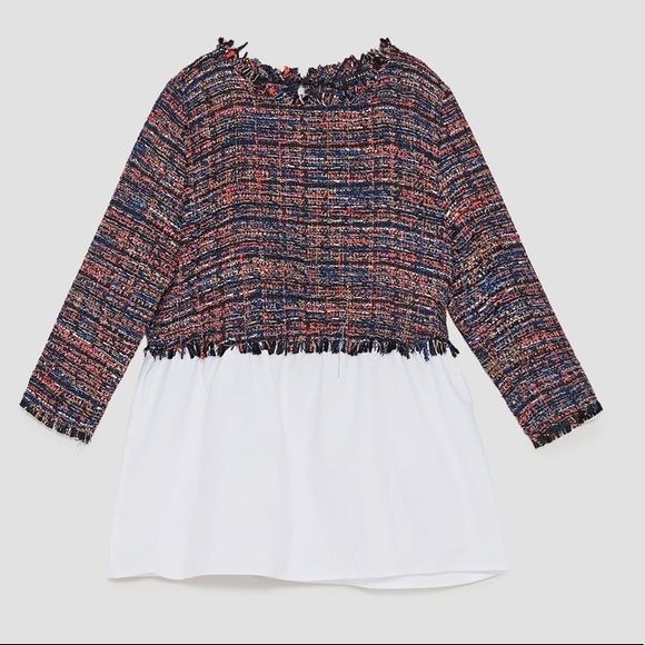ZARA Tweed & Poplin Top ♥️ - Picture 14 of 16